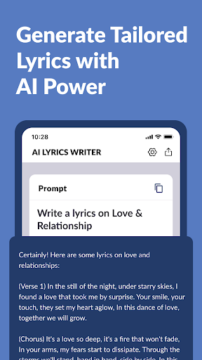 AI Lyrics Writer - Generator ekran görüntüsü