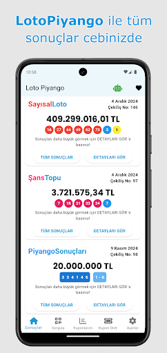 Loto Piyango Sonuçlar, Karekod ekran görüntüsü