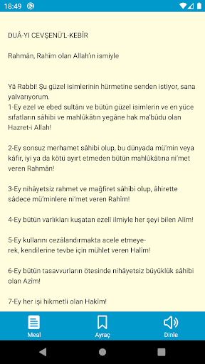 Cevşen ekran görüntüsü