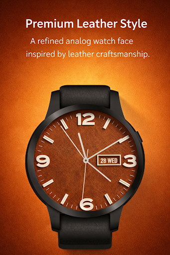 Analog Brown Leather WatchFace ekran görüntüsü