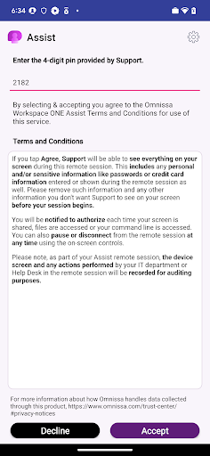 Assist for Workspace ONE ekran görüntüsü