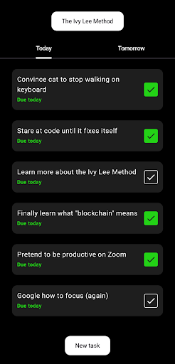 Daily Tasks - Ivy Lee Method ekran görüntüsü