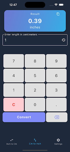 Inches to CM Converter ekran görüntüsü