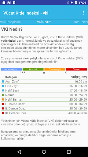 Vücut Kitle İndeksi ekran görüntüsü