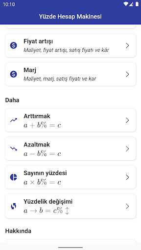 Yüzde Hesap Makinesi ekran görüntüsü
