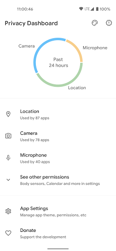 Privacy Dashboard ekran görüntüsü