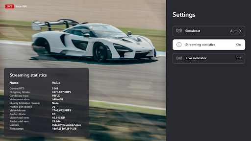 Dolby.io Stream Monitor ekran görüntüsü