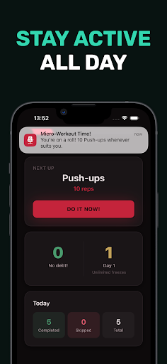 MicroReps - Workout Reminder ekran görüntüsü