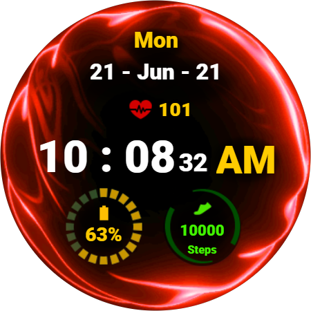 Fluid Red Watch Face ekran görüntüsü