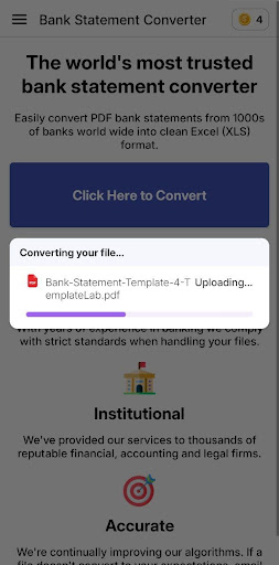 Bank Statement - PDF to XLS ekran görüntüsü