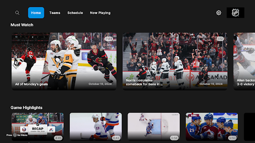 NHL ekran görüntüsü