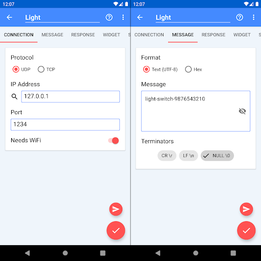 UDP/TCP Widget ekran görüntüsü
