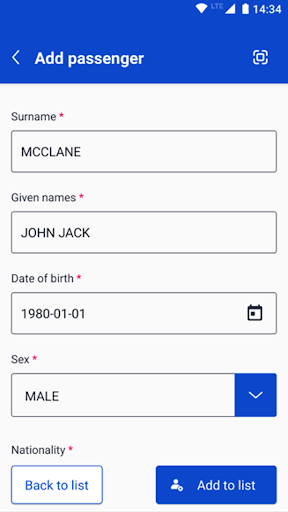 EU Carrier Interface ekran görüntüsü