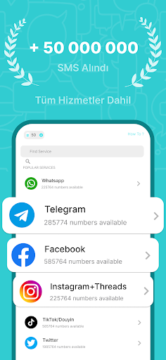 SimCode - SMS sanal numaralar ekran görüntüsü