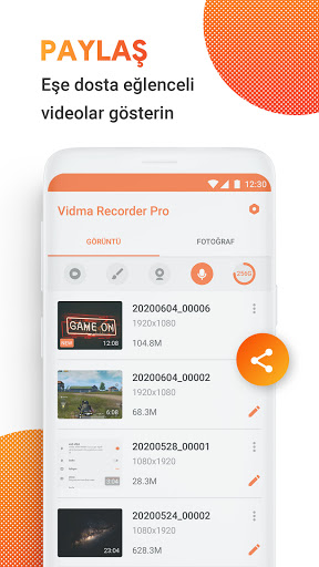 Ekran kaydedici -VidmaRecorder ekran görüntüsü