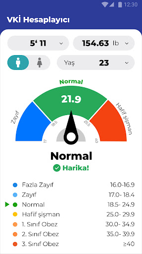 VKİ Hesaplama - Ideal Kilo ekran görüntüsü