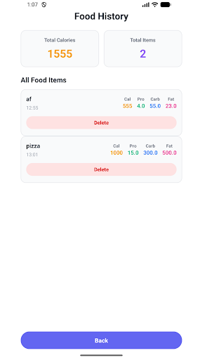 Food Calories tracker ekran görüntüsü
