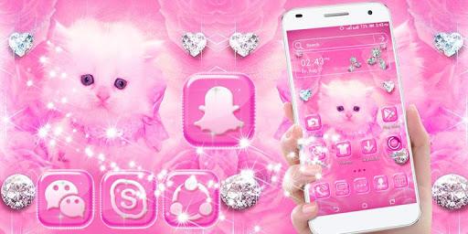 Cute Pink Cat Launcher Theme ekran görüntüsü