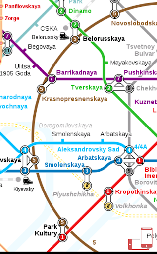 Moskova metro ve metro hatları ekran görüntüsü