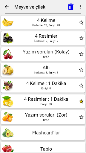 Meyve ve sebze - Resim sınav ekran görüntüsü