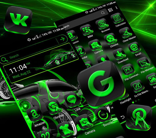 Neon Green Car Launcher Theme ekran görüntüsü