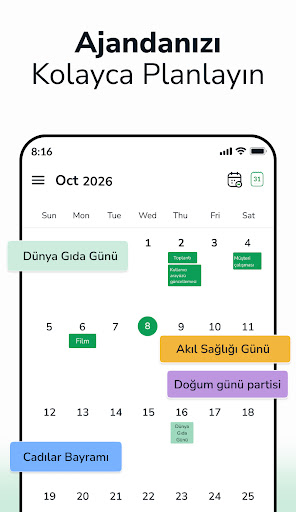 Takvim 2026: Günlük görevler ekran görüntüsü