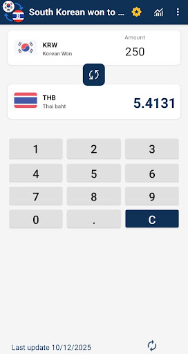 South Korean won to Thai baht ekran görüntüsü