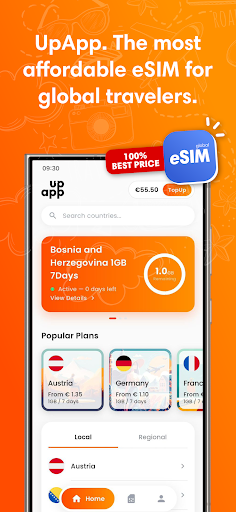 UpApp: eSIM global ekran görüntüsü