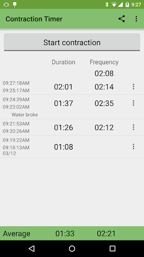 Contraction Timer ekran görüntüsü