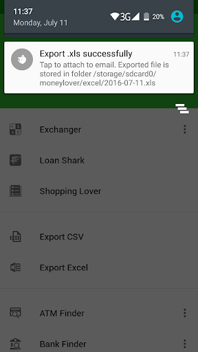 Money Lover Export Tool: CSV a ekran görüntüsü