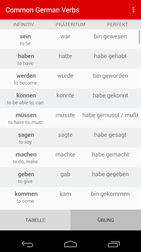 100 popüler Alman fiil ekran görüntüsü