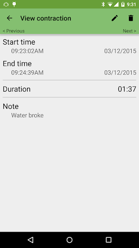 Contraction Timer ekran görüntüsü