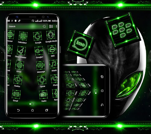 Alien Green Launcher Theme ekran görüntüsü