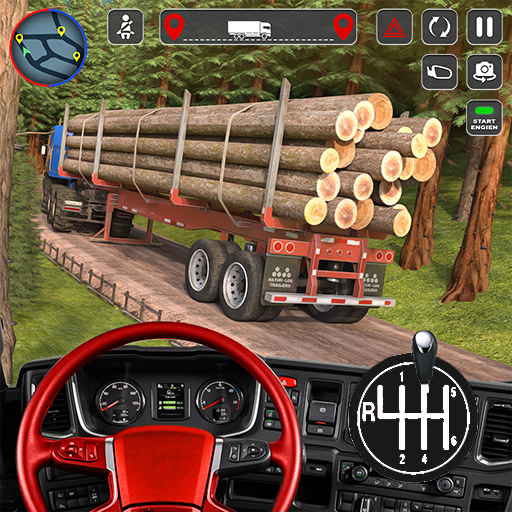 Log Transporter Truck Driving