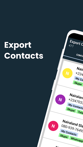 Export contacts ekran görüntüsü