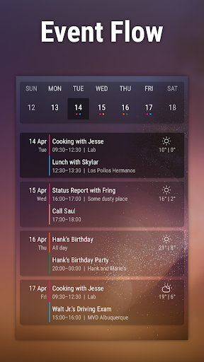 Event Flow Calendar Widget ekran görüntüsü