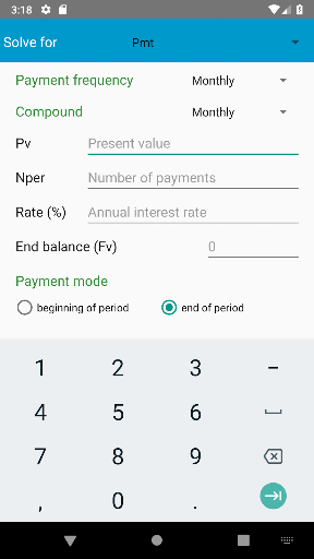 TVM Financial Calculator ekran görüntüsü