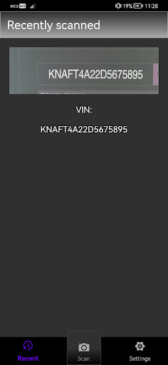 VIN scanner ekran görüntüsü