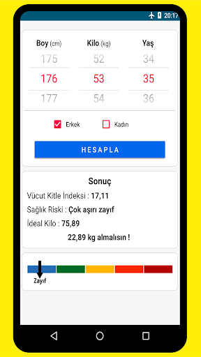 İdeal Kilo Hesaplama ekran görüntüsü