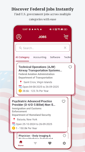USA Federal Job Search ekran görüntüsü
