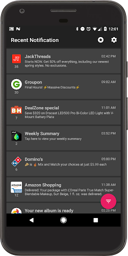 Recent Notification ekran görüntüsü