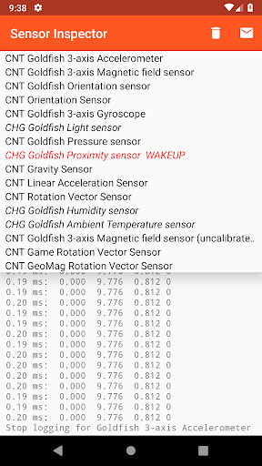 Sensor Inspector ekran görüntüsü
