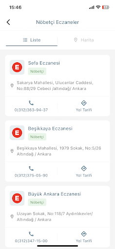 Nöbetçi Eczaneler ekran görüntüsü