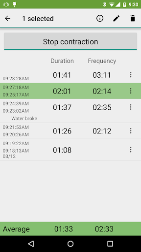 Contraction Timer ekran görüntüsü