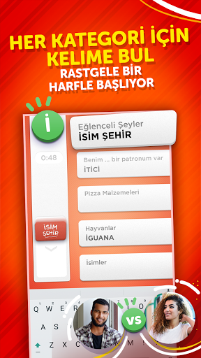 İsim Şehir - Kategori Oyunu ekran görüntüsü