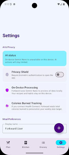Forkward: Private AI Meal Prep ekran görüntüsü