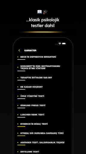 Psikolojik testler ve quizler ekran görüntüsü