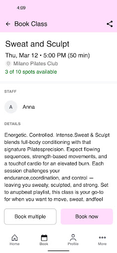 Milano Pilates Club ekran görüntüsü