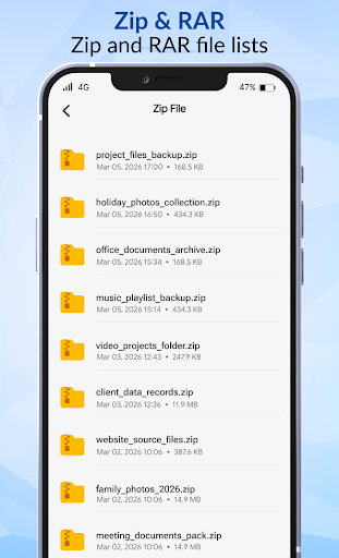 Zip RAR Archiver ekran görüntüsü