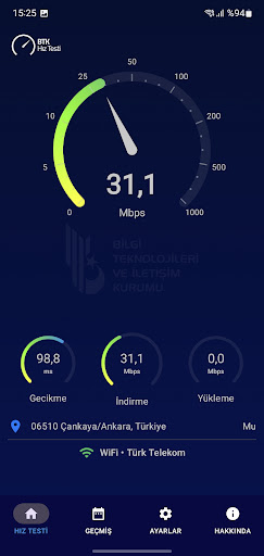 BTK Hız Testi ekran görüntüsü